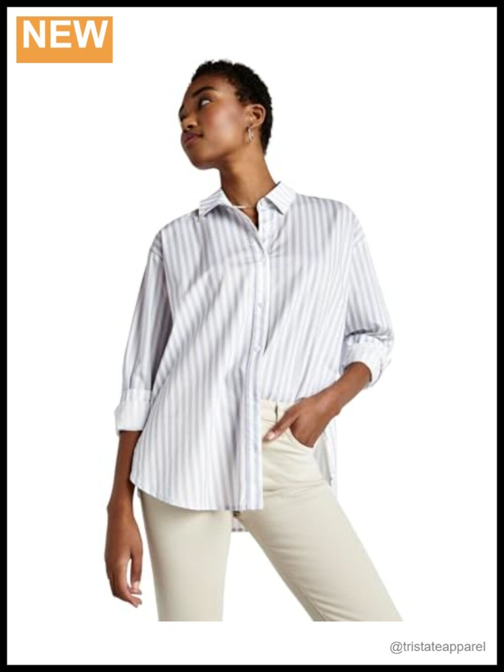 Splendid Avril Relaxed Fit Striped Button Down Shirt Long Sleeve Casual Top